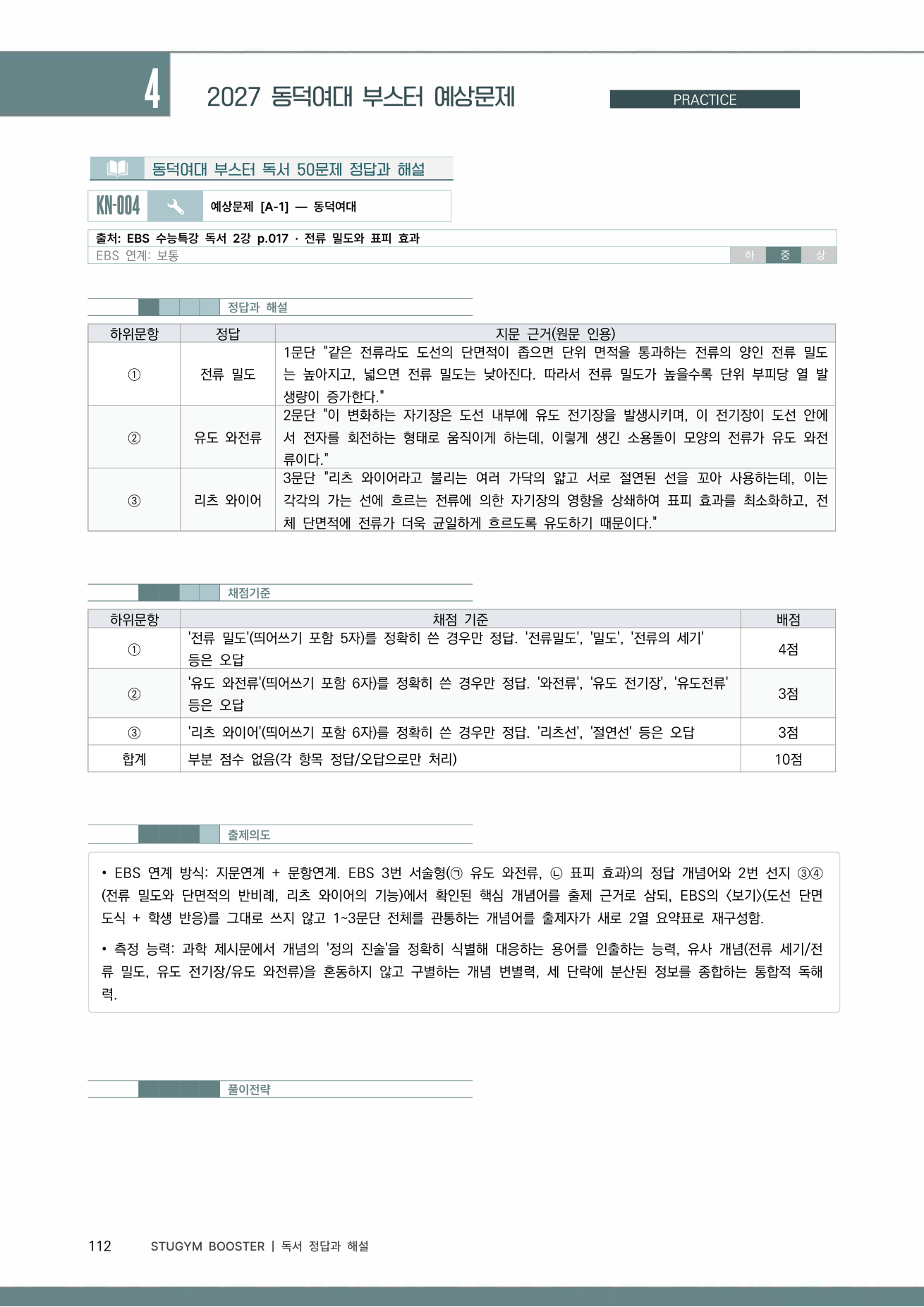 동덕여대 부스터 정답과 해설