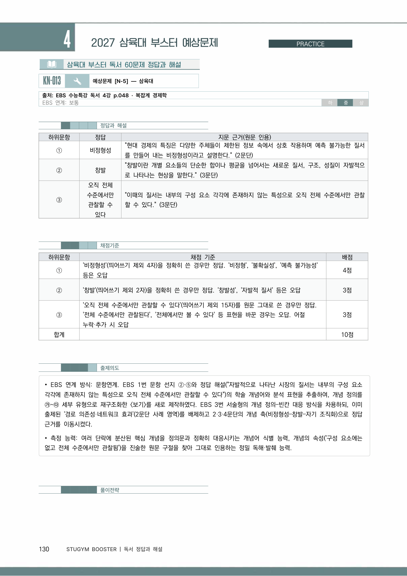 삼육대 부스터 정답과 해설